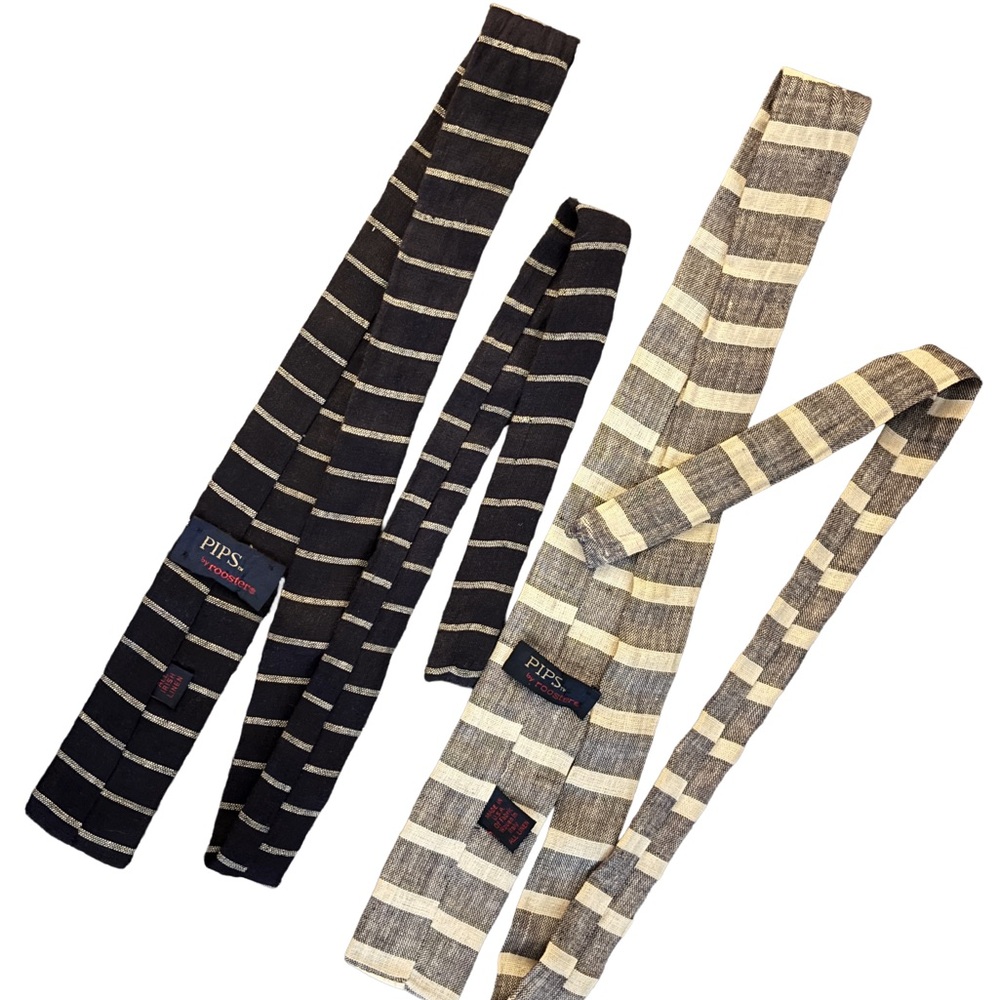 PIPS BY ROOSTER vintage square end ties lot of 2 - Picture 3 of 4